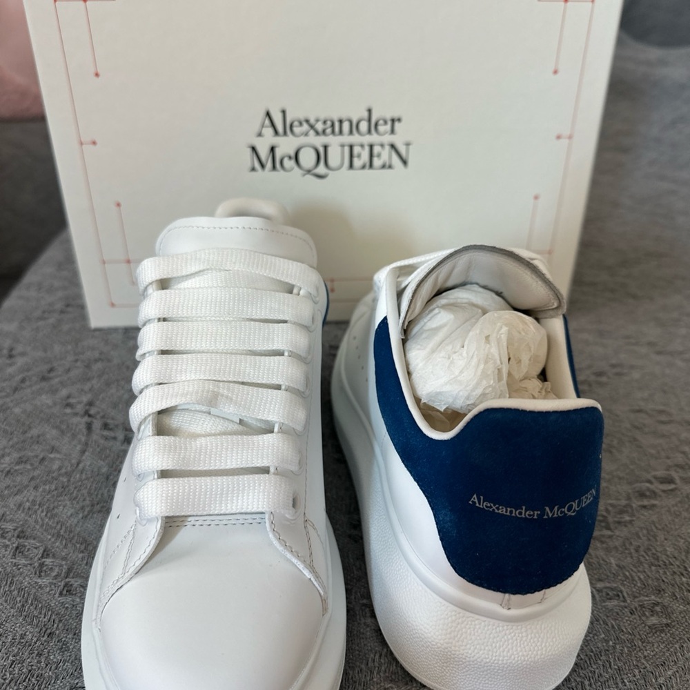 Alexander McQueen White and Navy Sneakers